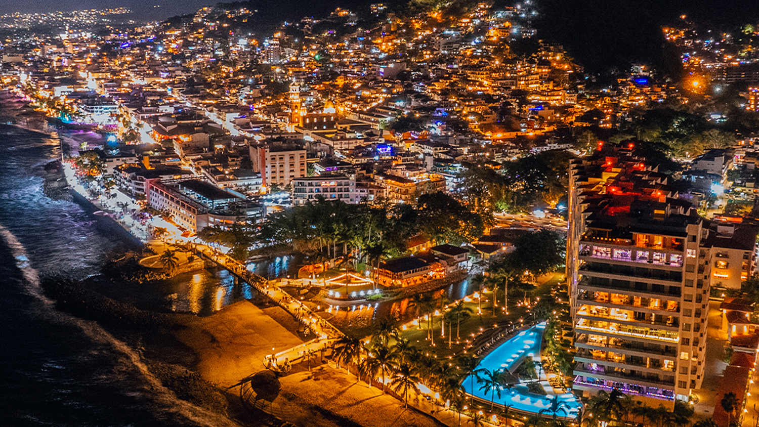 Luces Nocturnas en PV: Desembocadura del Río Cuale